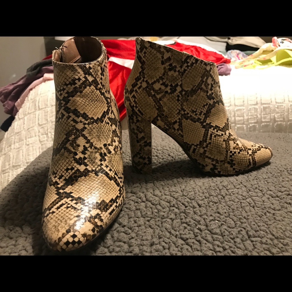 Snakeskin booties
